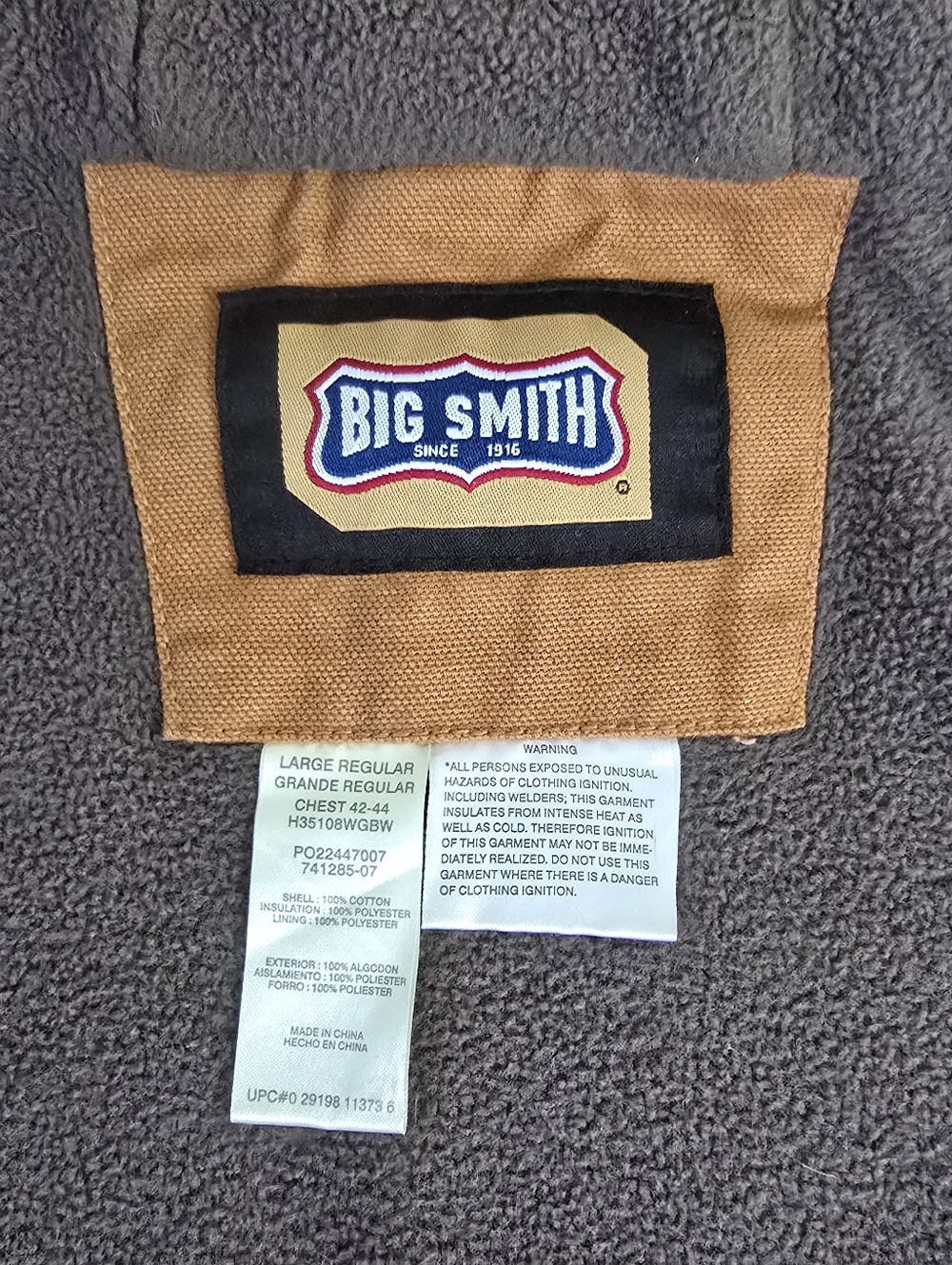 Big Smith Hooded Men's Tan Canvas Work Jacket Size Large - Picture 2 of 4